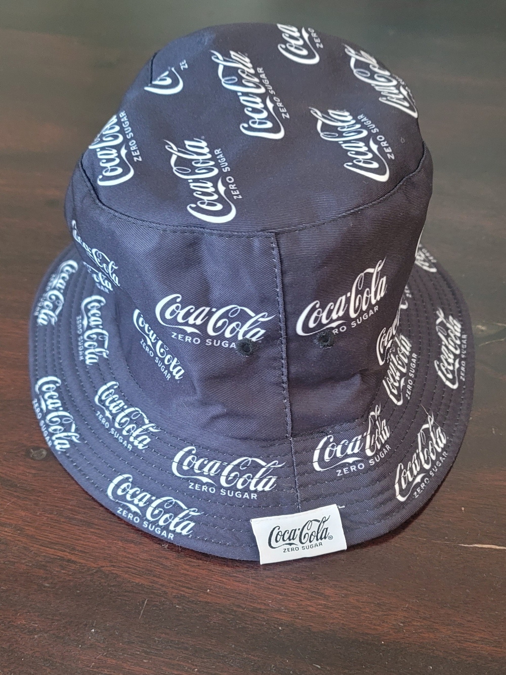 Coca Cola Black Bucket Hat with White Logo Print